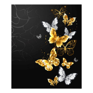 Goldene und weiße Schmetterlinge Fotodruck