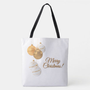 Goldene und weiße Weihnachtskugeln mit individuell Tasche