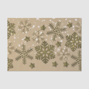 Goldene und weiße Weihnachtsschneeflocken Seidenpapier