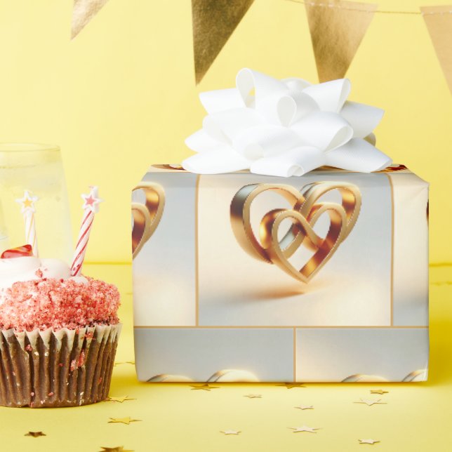 Goldene Unendlichkeit und Herzsymbol Geschenkpapier (Geburtstagsparty)