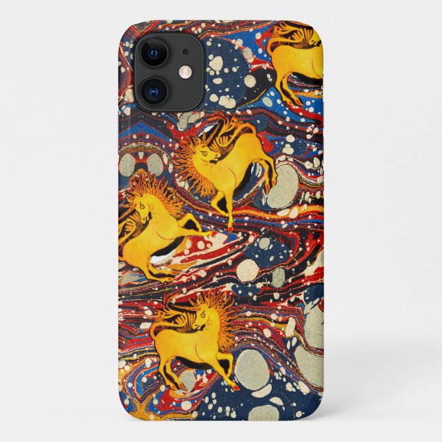 GOLDENE UNICORNS , ROTE BLAUE MARBLED EFFEKTE,KREI Case-Mate iPhone HÜLLE (Rückseite)