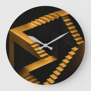 Goldene Unmögliche Treppe Optische Täuschung Uhr