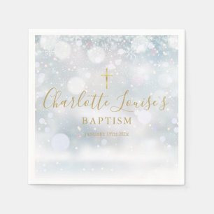 Goldene Unterschrift Schrift Winter Taufe Taufgesc Serviette