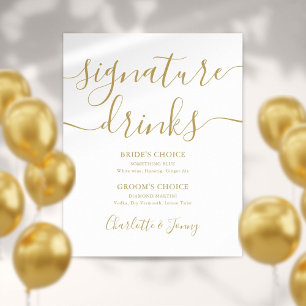Goldene Unterschrift Script Signature Drinks Schil Poster