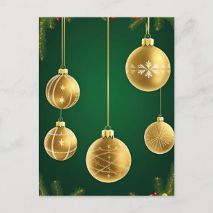 🎄 Goldene Urlaubs-Kugeln leuchten ✨ Festive Weihn Postkarte
