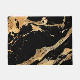 Goldene Venen auf schwarzmarmorAbstrakter Luxe Tex Fußmatte