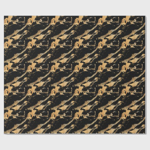 Goldene Venen auf schwarzmarmorAbstrakter Luxe Tex Geschenkpapier