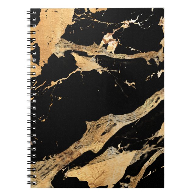 Goldene Venen auf schwarzmarmorAbstrakter Luxe Tex Notizblock (Vorderseite)