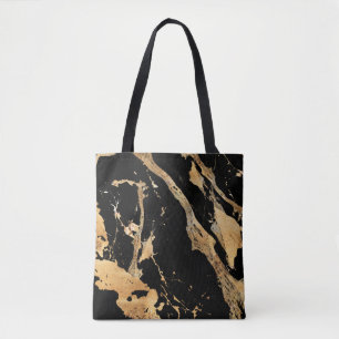 Goldene Venen auf schwarzmarmorAbstrakter Luxe Tex Tasche