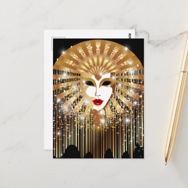 Goldene venezianische Kirche Santa Maria delle Gra Postkarte (Vorderseite/Rückseite Beispiel)