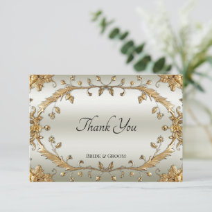 Goldene Verzierte Blume Danke-Karte Dankeskarte