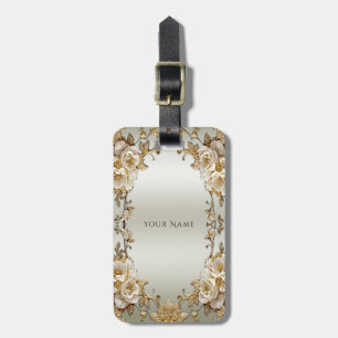 Goldene Verzierte Blume Gepäckmarke Gepäckanhänger