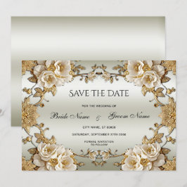 Goldene Verzierte Blume Save the Date