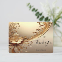 Goldene Verzierte Blumen Dankeskarte