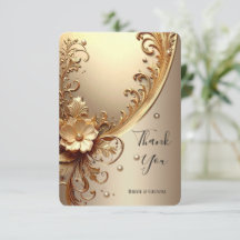 Goldene Verzierte Blumen Dankeskarte