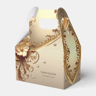 Goldene Verzierte Blumen Geschenkbox Geschenkschachtel