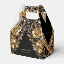 Goldene Verzierte Blumen Geschenkbox
