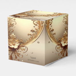 Goldene Verzierte Blumen Geschenkbox Geschenkschachtel