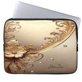 Goldene Verzierte Blumen Laptop-Hülle Laptopschutzhülle