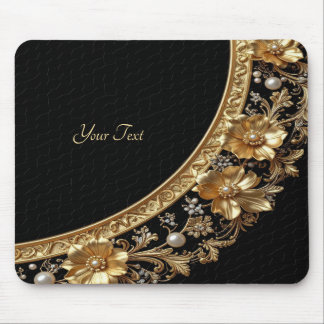 Goldene Verzierte Blumen-Mauspad Mousepad