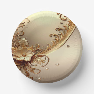 Goldene Verzierte Blumen-Papier-Schalen Pappteller