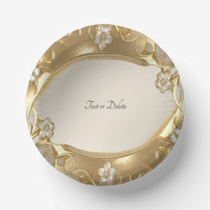 Goldene verzierte Blumen-Papier-Schalen Pappteller
