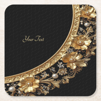 Goldene Verzierte Blumen Papier Untersetzer