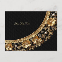 Goldene Verzierte Blumen Postkarte