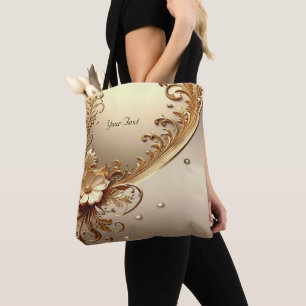 Goldene Verzierte Blumen-Tasche Tasche