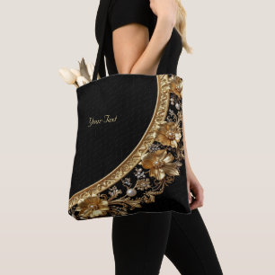 Goldene Verzierte Blumen-Tasche Tasche