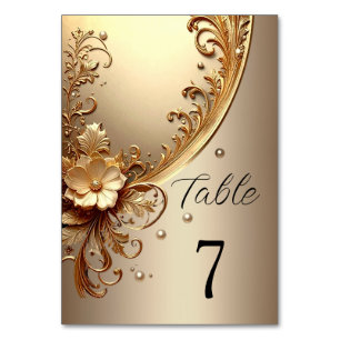 Goldene verzierte Blumeneinzelheit für Tisch Tischnummer