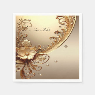 Goldene Verzierte Blumenmuster Serviette