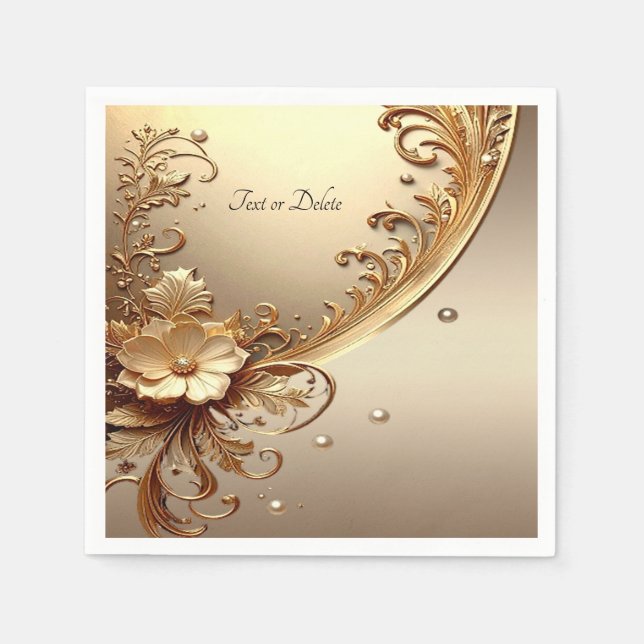 Goldene Verzierte Blumenmuster Serviette (Vorderseite)
