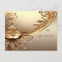 Goldene verzierte Blumenpostkarte