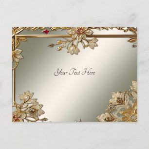 Goldene verzierte Blumenrahmen-Postkarte Postkarte