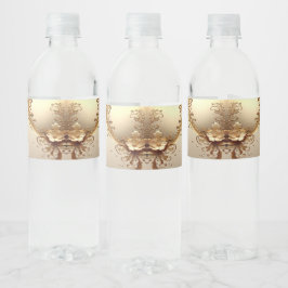 Goldene Verzierte Blumige Wasserflaschenetikett