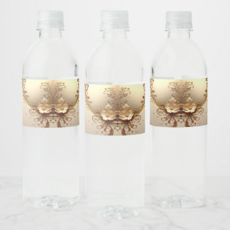 Goldene Verzierte Blumige Wasserflaschenetikett