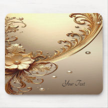 Goldene Verzierte Florale Mauspad