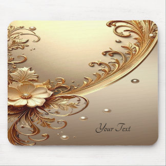 Goldene Verzierte Florale Mauspad