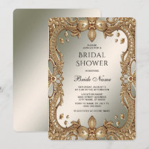 Goldene Verzierte Rahmen Bridal Dusche Einladung