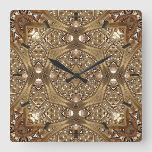 Goldene verzierte Rahmenwanduhr Quadratische Wanduhr