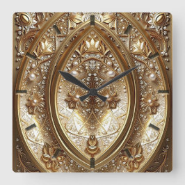 Goldene verzierte Rahmenwanduhr Quadratische Wanduhr