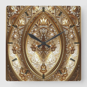 Goldene verzierte Rahmenwanduhr Quadratische Wanduhr