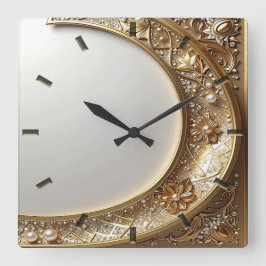 Goldene verzierte Rahmenwanduhr Quadratische Wanduhr