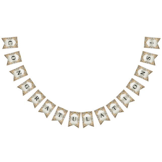 Goldene Verzierte weiße Blume Jagdflagge Wimpelkette (Alle)