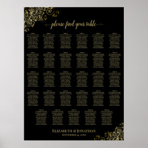 Goldene Verzierungen 29 Tisch Hochzeit Sitzordnung Poster