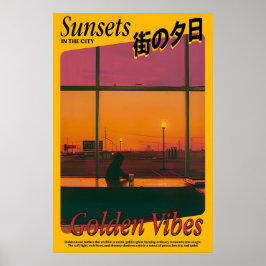 Goldene Vibes Sonnenuntergang Kunst Druck Atmosphä Poster