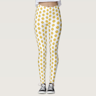 Goldene vierblättrige Kleeblätter auf weiß Leggings