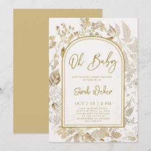 Goldene Vintage-Baby-Party Einladung