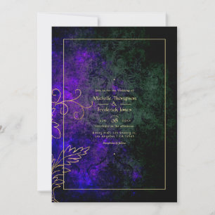 Goldene Vintage-Damask-Hochzeit Einladung